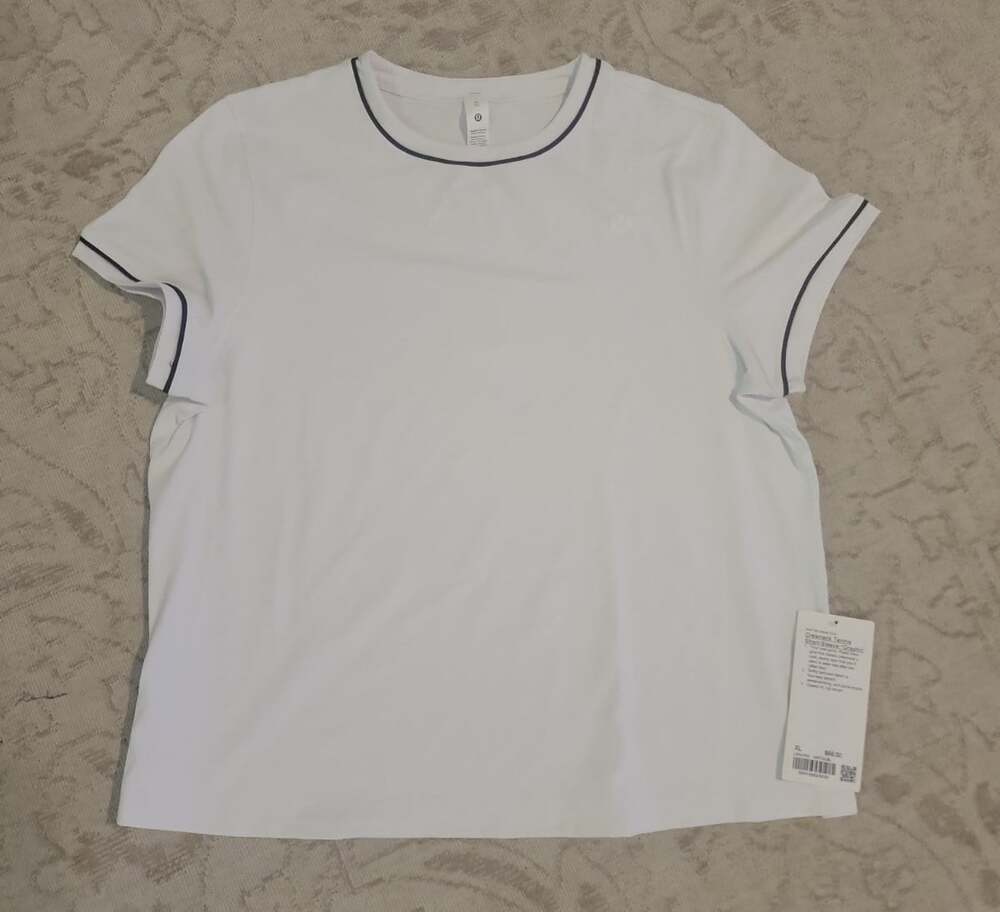 LULULEMON Crewneck Tennis Short-sleeve Shirt white navy XL New, DW